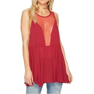 Free People Red Mesh Tank